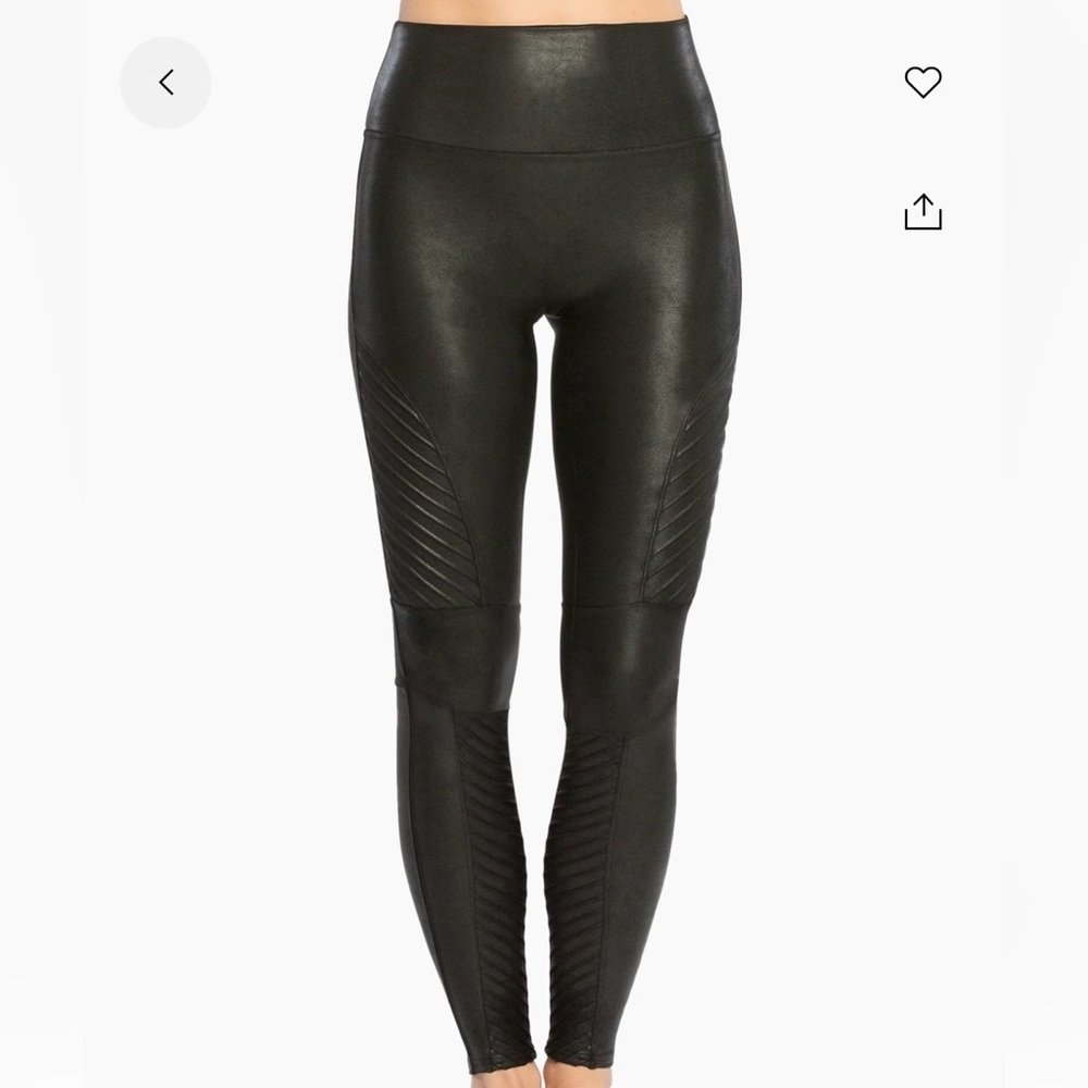 Spanx Faux Leather Moto Leggings - Black